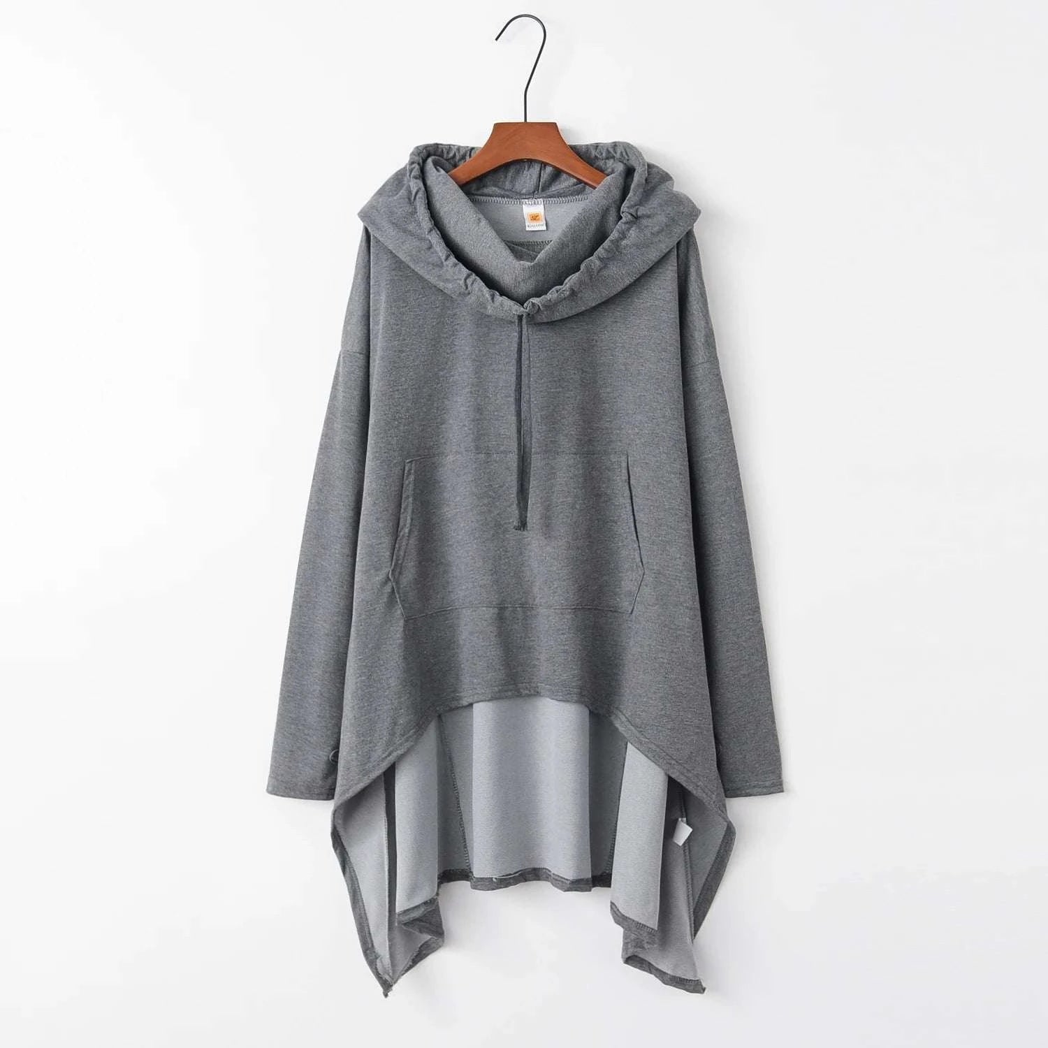 Women's Long Loose Hoodie Dress with Pockets Solid Color-black / XXXL