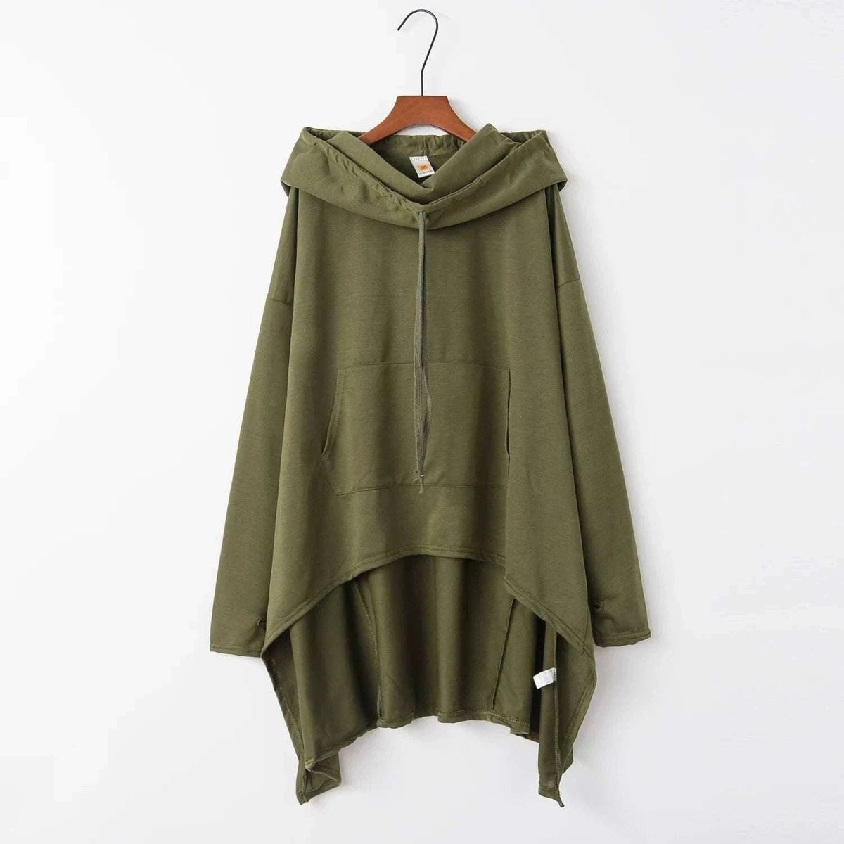 Women's Long Loose Hoodie Dress with Pockets Solid Color-black / XXXL