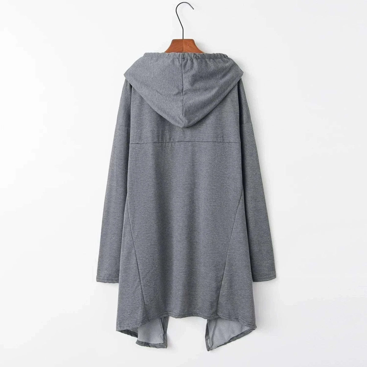 Women's Long Loose Hoodie Dress with Pockets Solid Color-black / XXXL