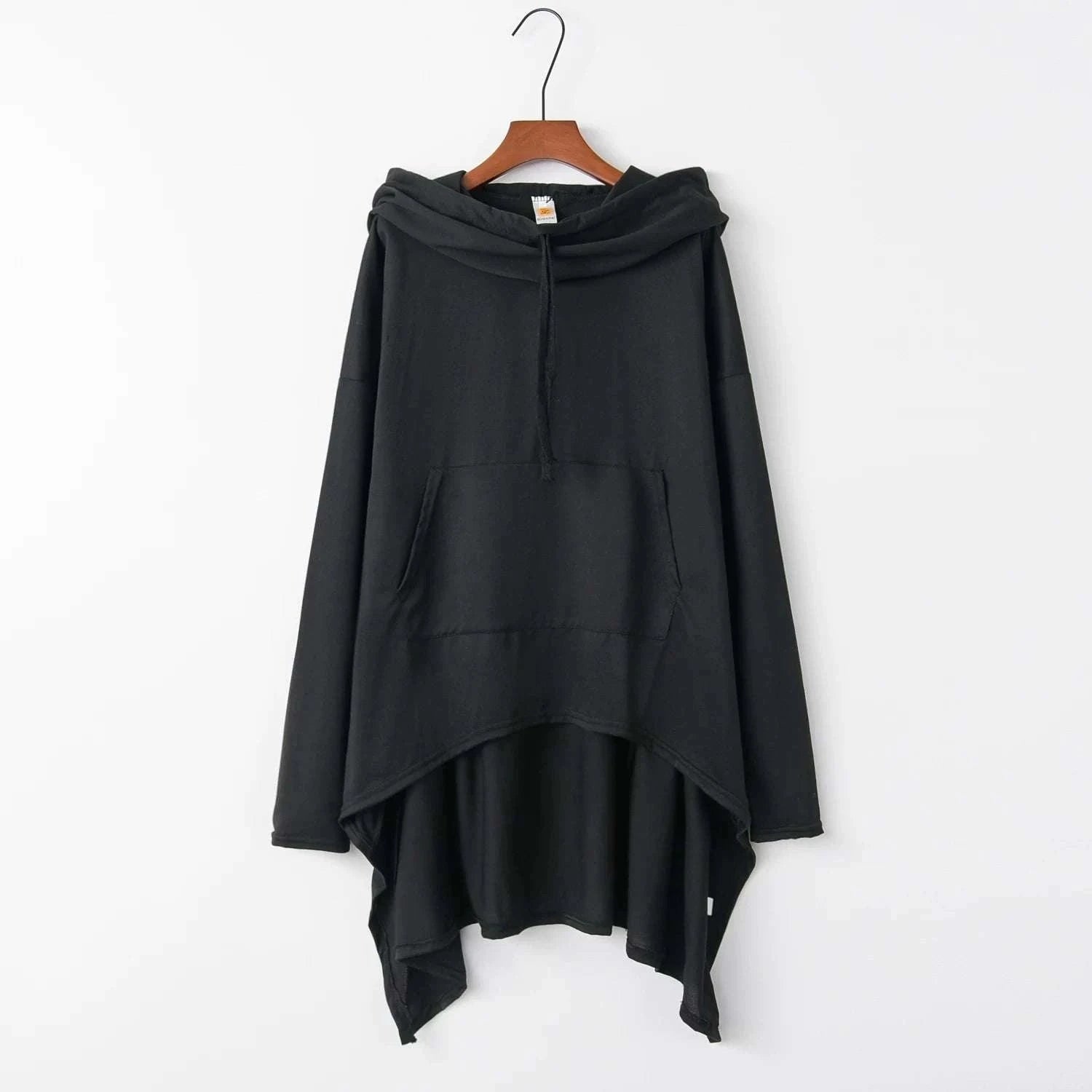 Women's Long Loose Hoodie Dress with Pockets Solid Color-black / XXXL
