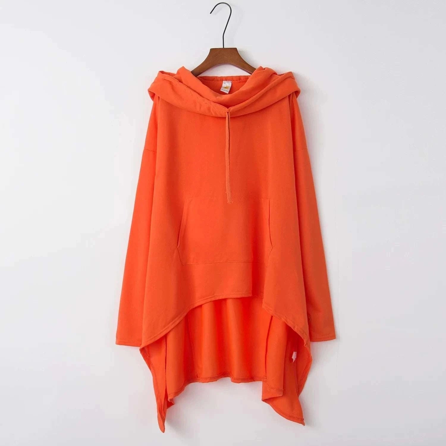 Women's Long Loose Hoodie Dress with Pockets Solid Color-black / XXXL