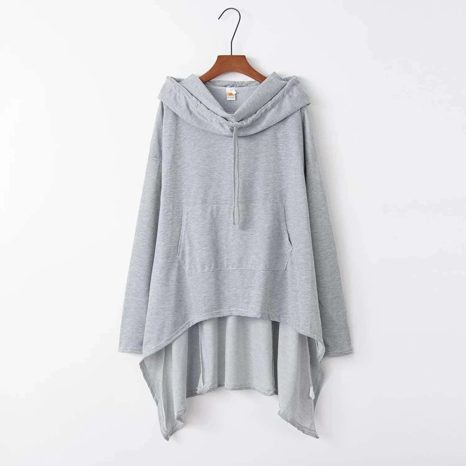 Women's Long Loose Hoodie Dress with Pockets Solid Color-black / XXXL