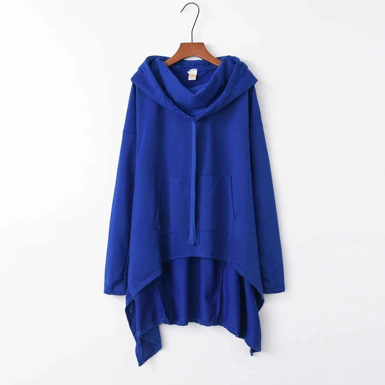 Women's Long Loose Hoodie Dress with Pockets Solid Color-black / XXXL