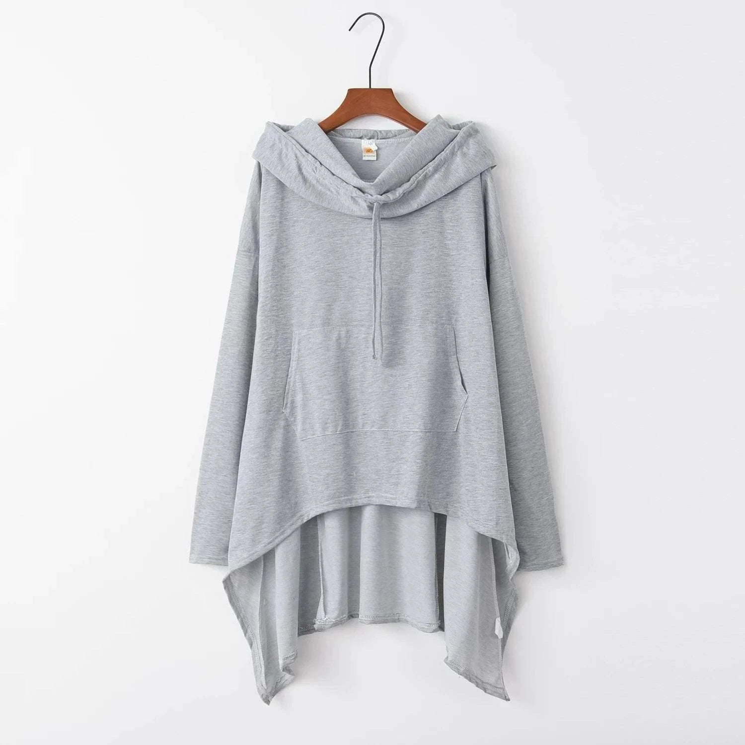 Women's Long Loose Hoodie Dress with Pockets Solid Color-black / XXXL