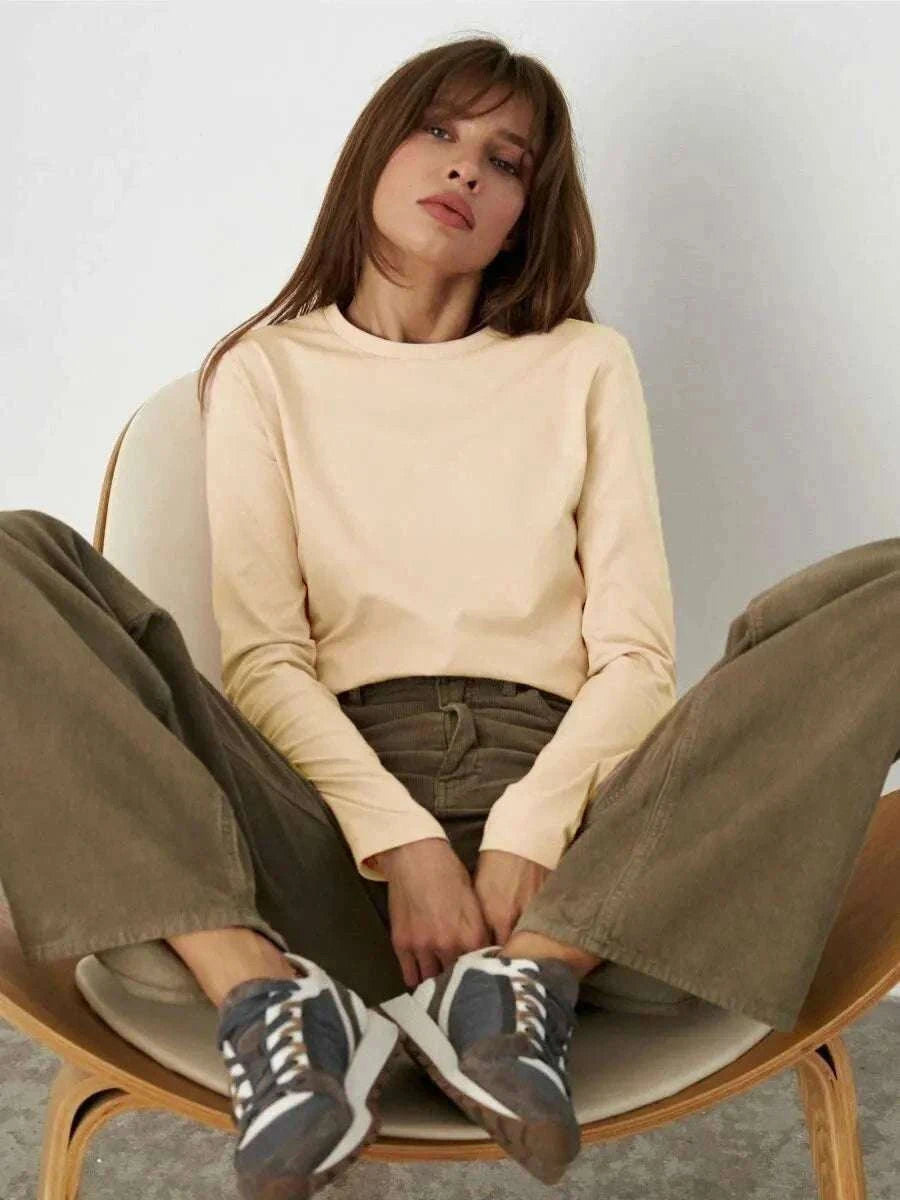 Women’s Loose Cotton Everyday T-Shirt – Soft Casual O-Neck Tee-Light Green / L