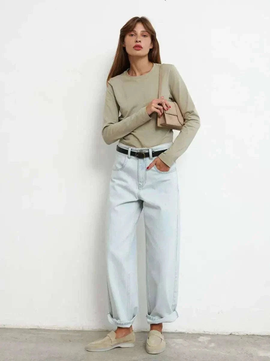 Women’s Loose Cotton Everyday T-Shirt – Soft Casual O-Neck Tee-Light Green / L