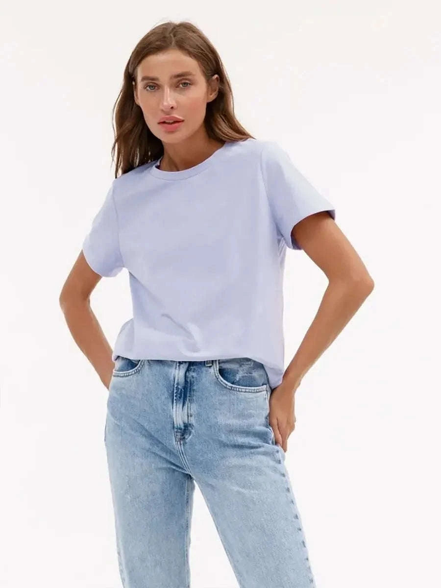 Women’s Loose Fit 100% Cotton T-Shirt – Casual Short Sleeve Basic Top-Navy Blue / S
