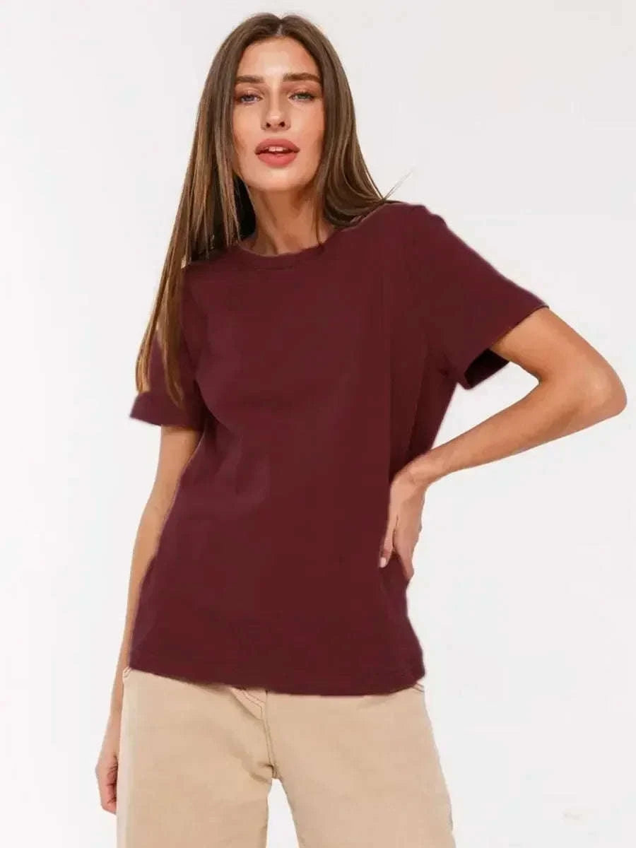 Women’s Loose Fit 100% Cotton T-Shirt – Casual Short Sleeve Basic Top-Navy Blue / S