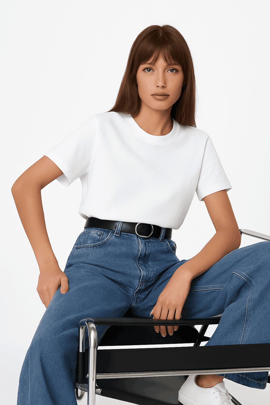 Women’s Loose Fit 100% Cotton T-Shirt – Casual Short Sleeve Basic Top-Navy Blue / S