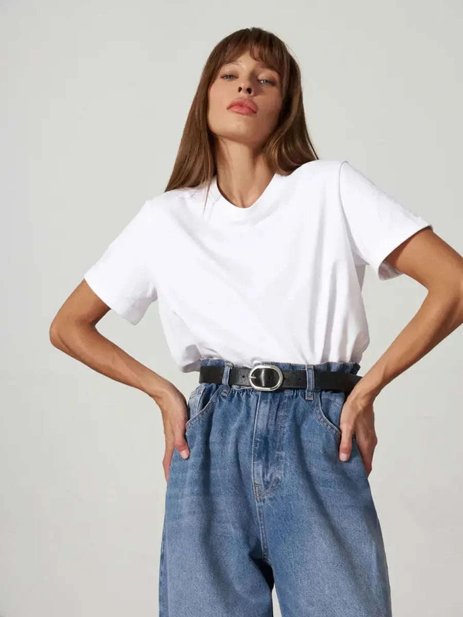 Women’s Loose Fit 100% Cotton T-Shirt – Casual Short Sleeve Basic Top-Navy Blue / S