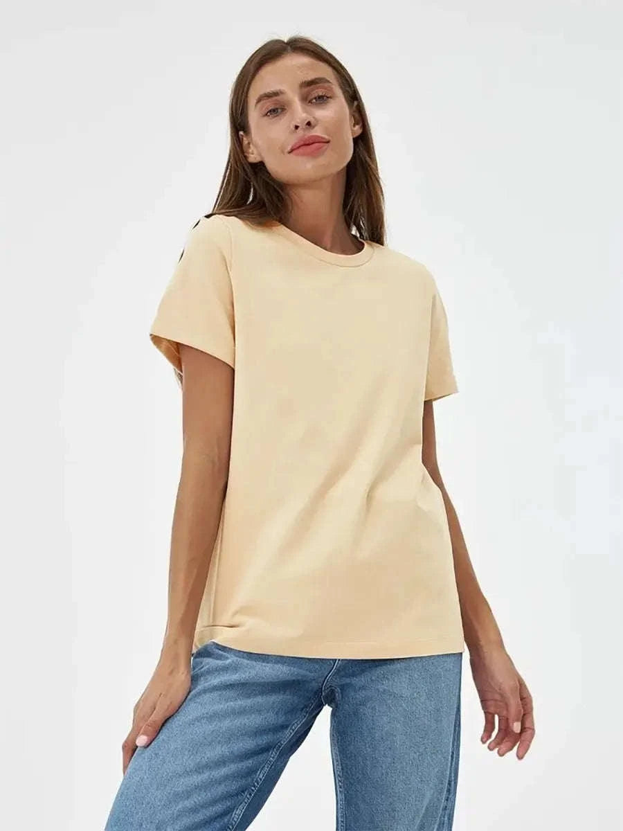 Women’s Loose Fit 100% Cotton T-Shirt – Casual Short Sleeve Basic Top-Navy Blue / S