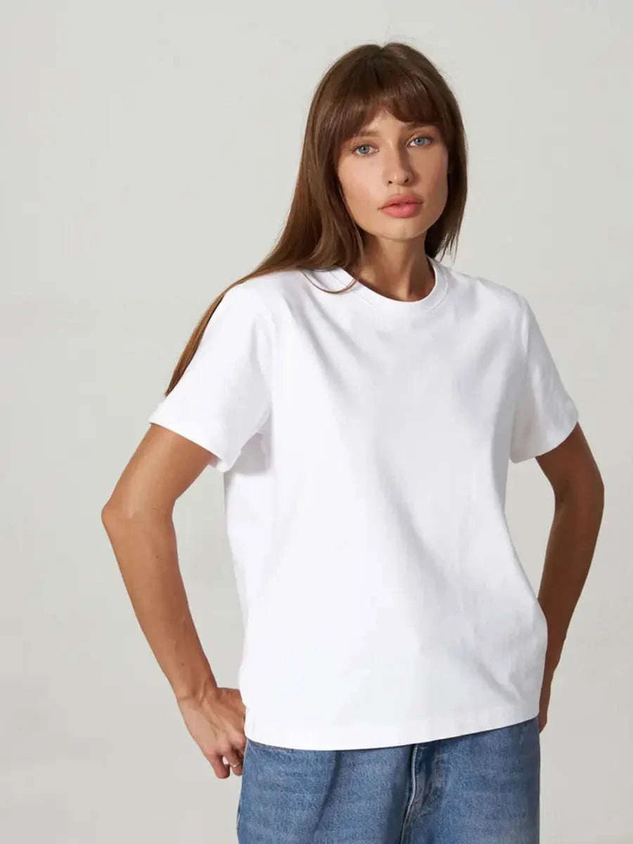 Women’s Loose Fit 100% Cotton T-Shirt – Casual Short Sleeve Basic Top-Navy Blue / S