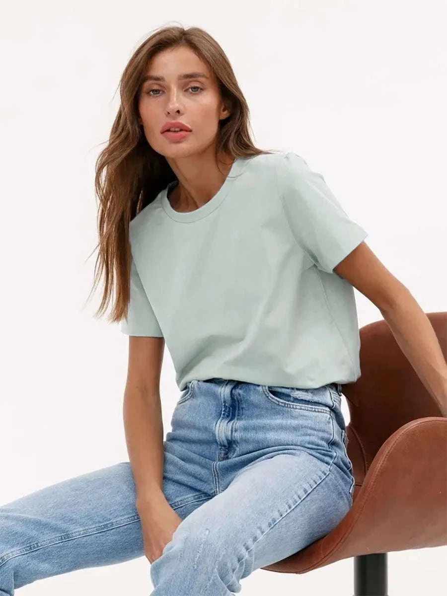 Women’s Loose Fit 100% Cotton T-Shirt – Casual Short Sleeve Basic Top-Navy Blue / S