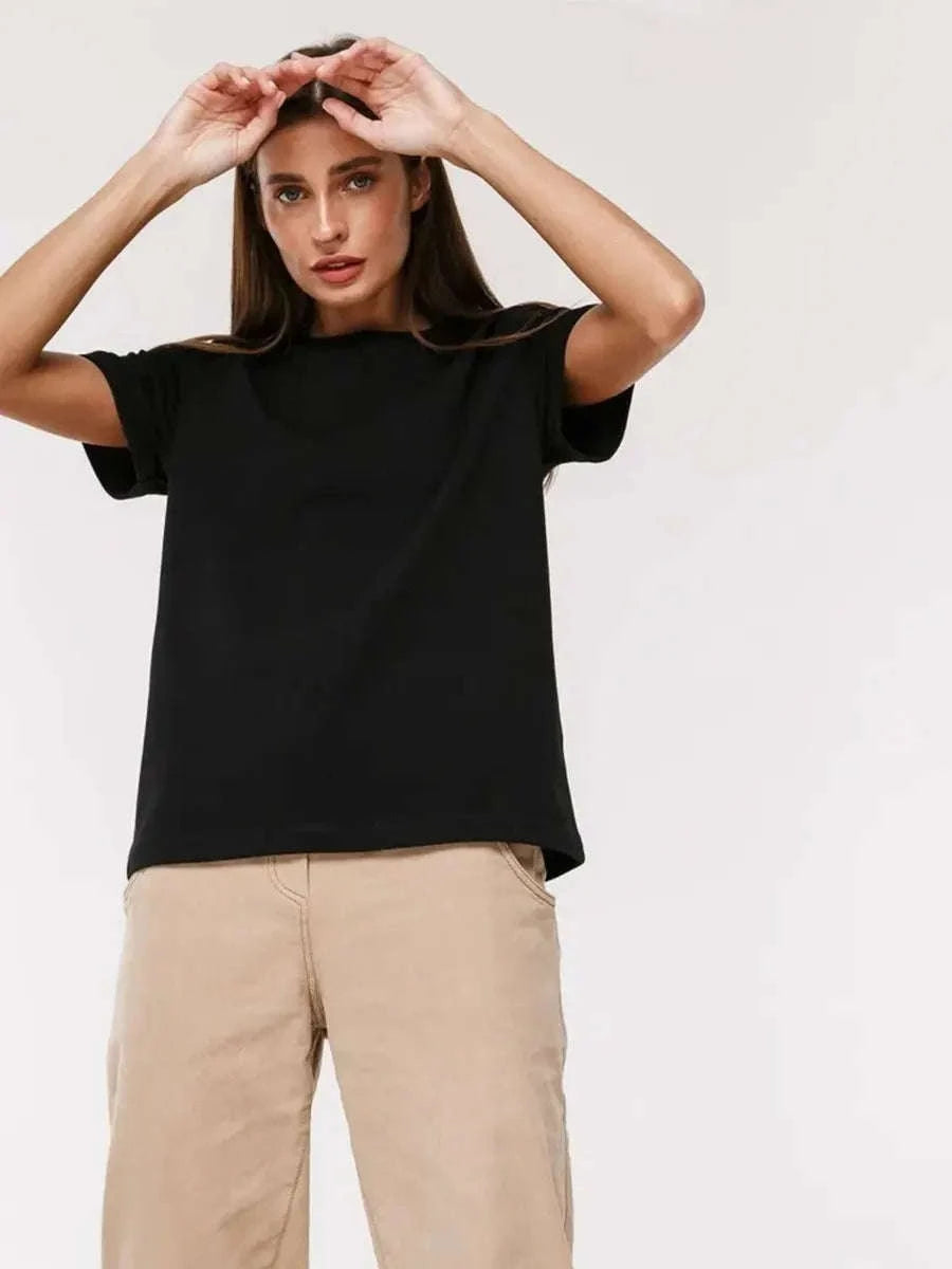 Women’s Loose Fit 100% Cotton T-Shirt – Casual Short Sleeve Basic Top-Navy Blue / S