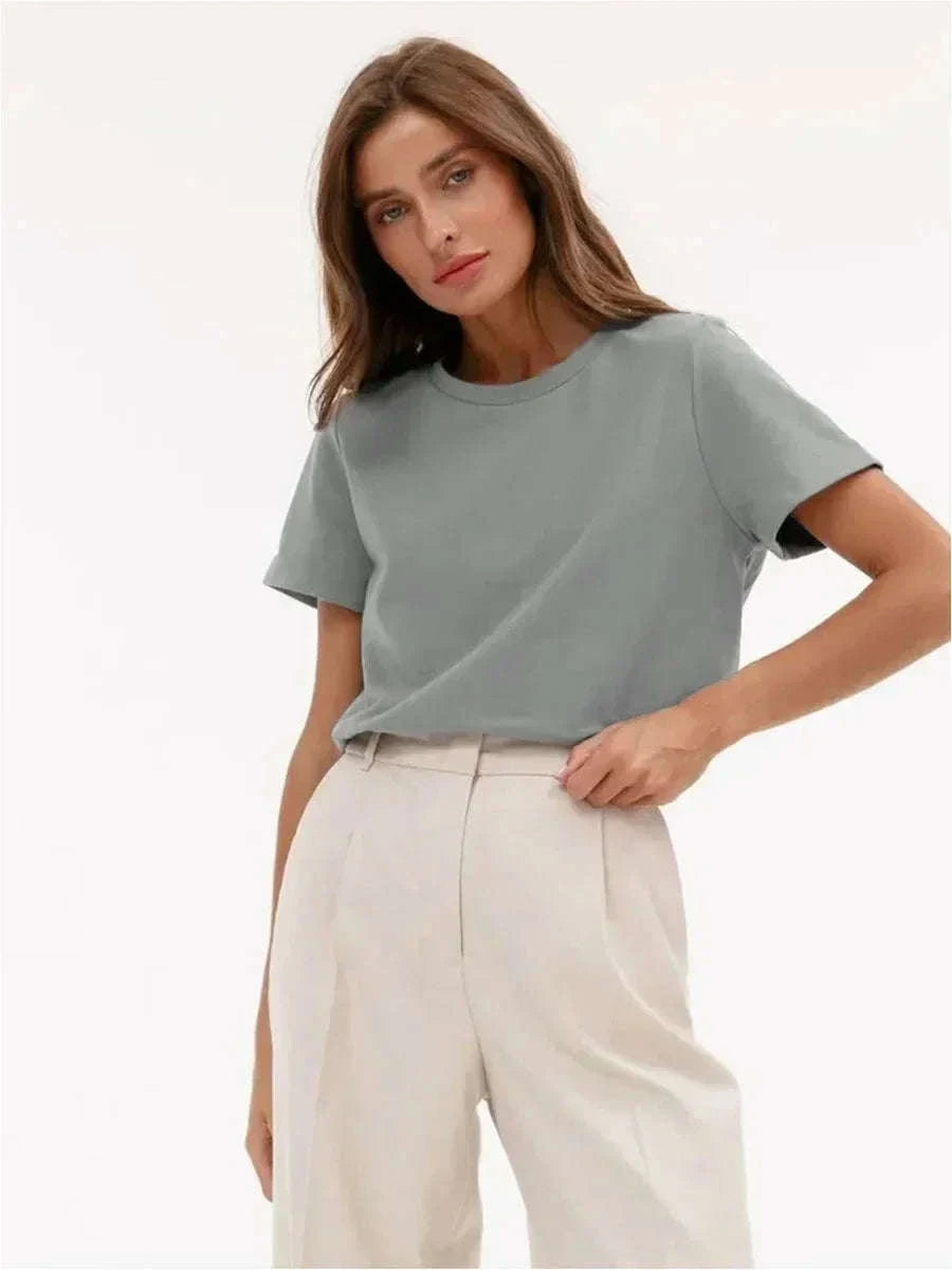 Women’s Loose Fit 100% Cotton T-Shirt – Casual Short Sleeve Basic Top-Navy Blue / S