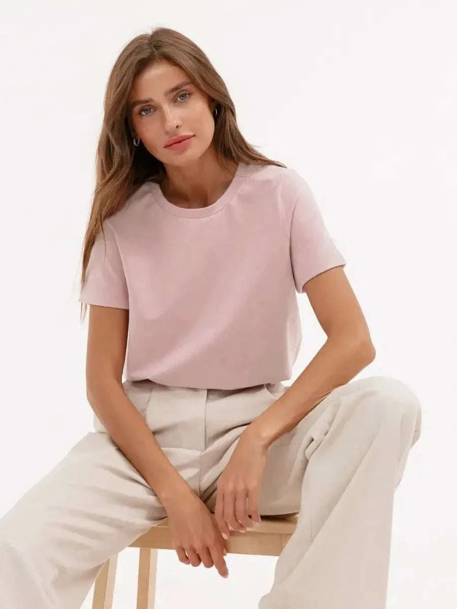 Women’s Loose Fit 100% Cotton T-Shirt – Casual Short Sleeve Basic Top-Navy Blue / S