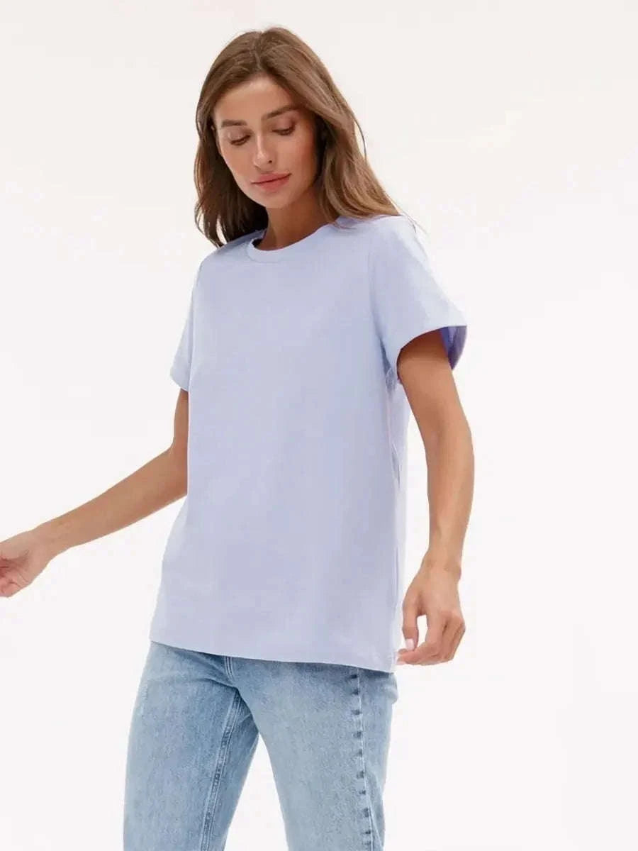 Women’s Loose Fit 100% Cotton T-Shirt – Casual Short Sleeve Basic Top-Navy Blue / S