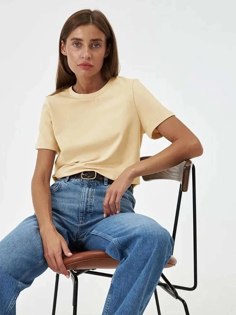 Women’s Loose Fit 100% Cotton T-Shirt – Casual Short Sleeve Basic Top-Navy Blue / S