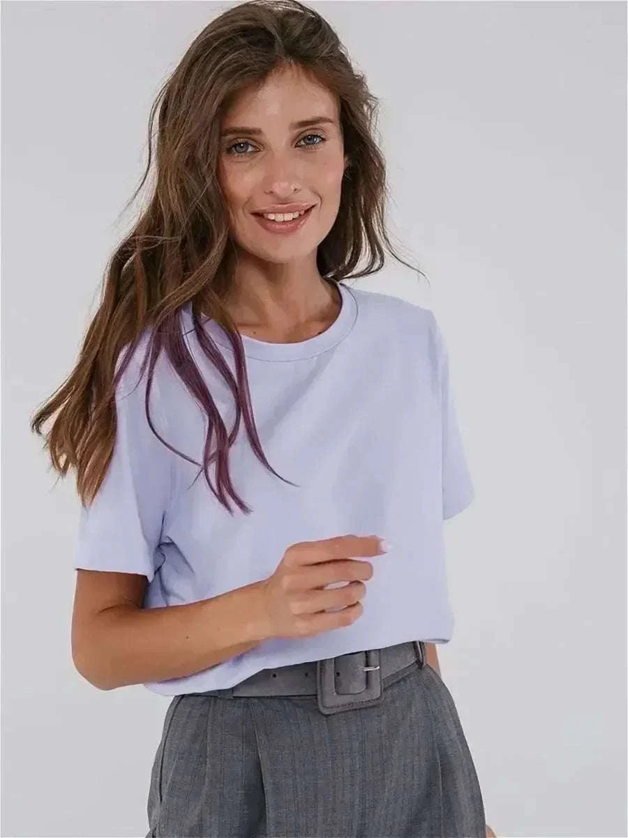 Women’s Loose Fit 100% Cotton T-Shirt – Casual Short Sleeve Basic Top-Navy Blue / S