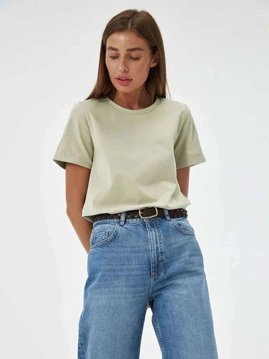 Women’s Loose Fit 100% Cotton T-Shirt – Casual Short Sleeve Basic Top-Navy Blue / S
