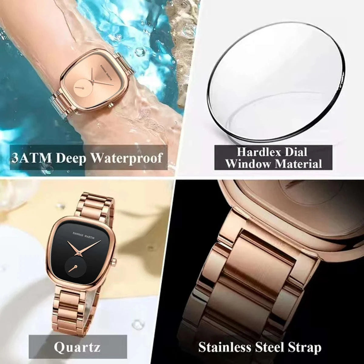 Women's Quartz Wristwatch in Rose Gold Oval Barrel Design-1251B-WFF-TZ / United States
