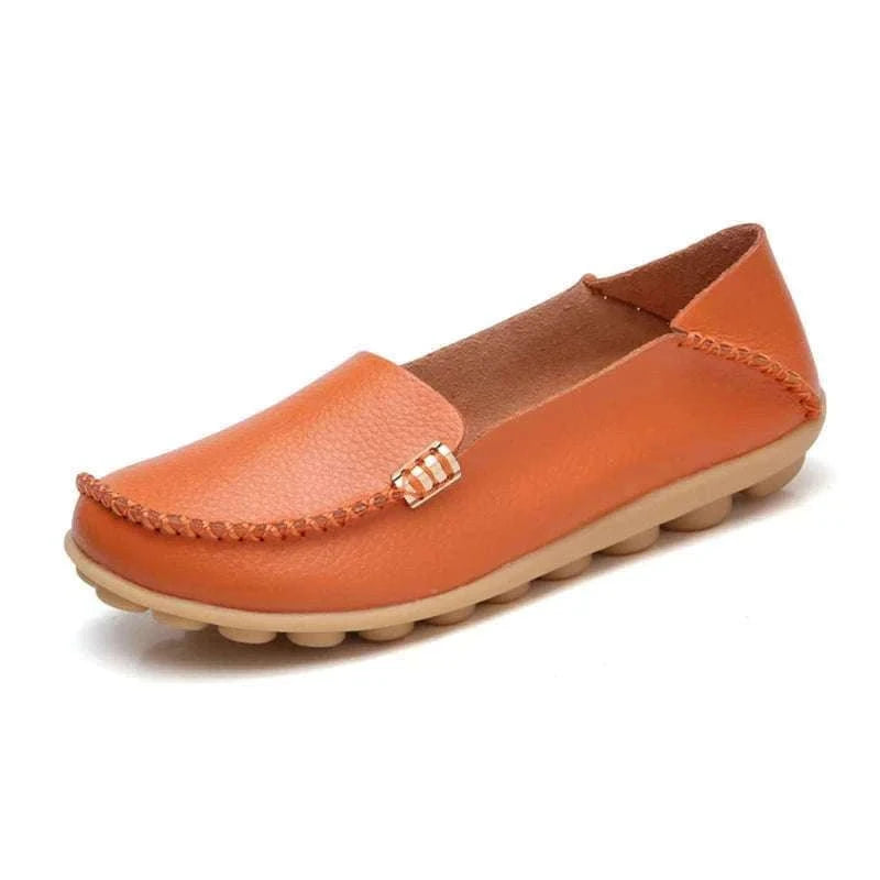 Women’s Retro Moccasin Slip-On Flats for Everyday Comfort-Beige / 36