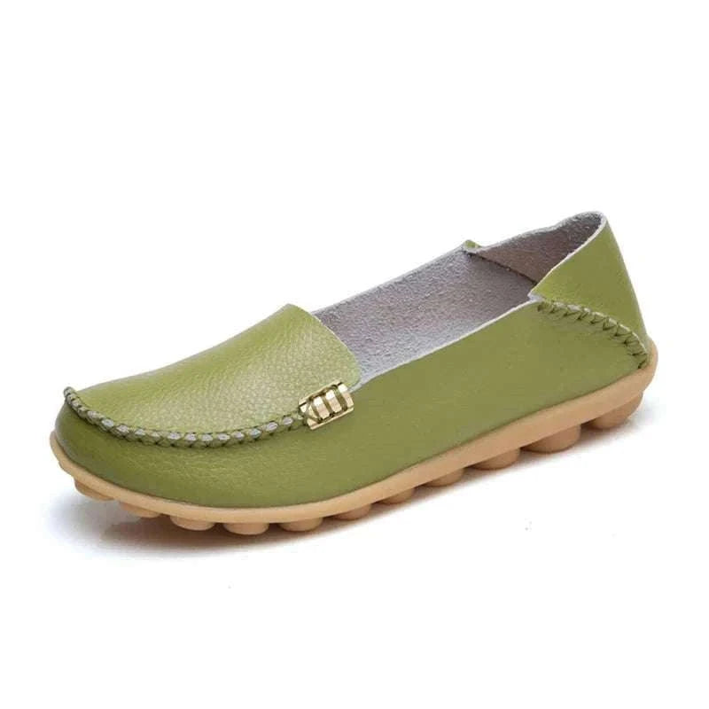 Women’s Retro Moccasin Slip-On Flats for Everyday Comfort-Beige / 36