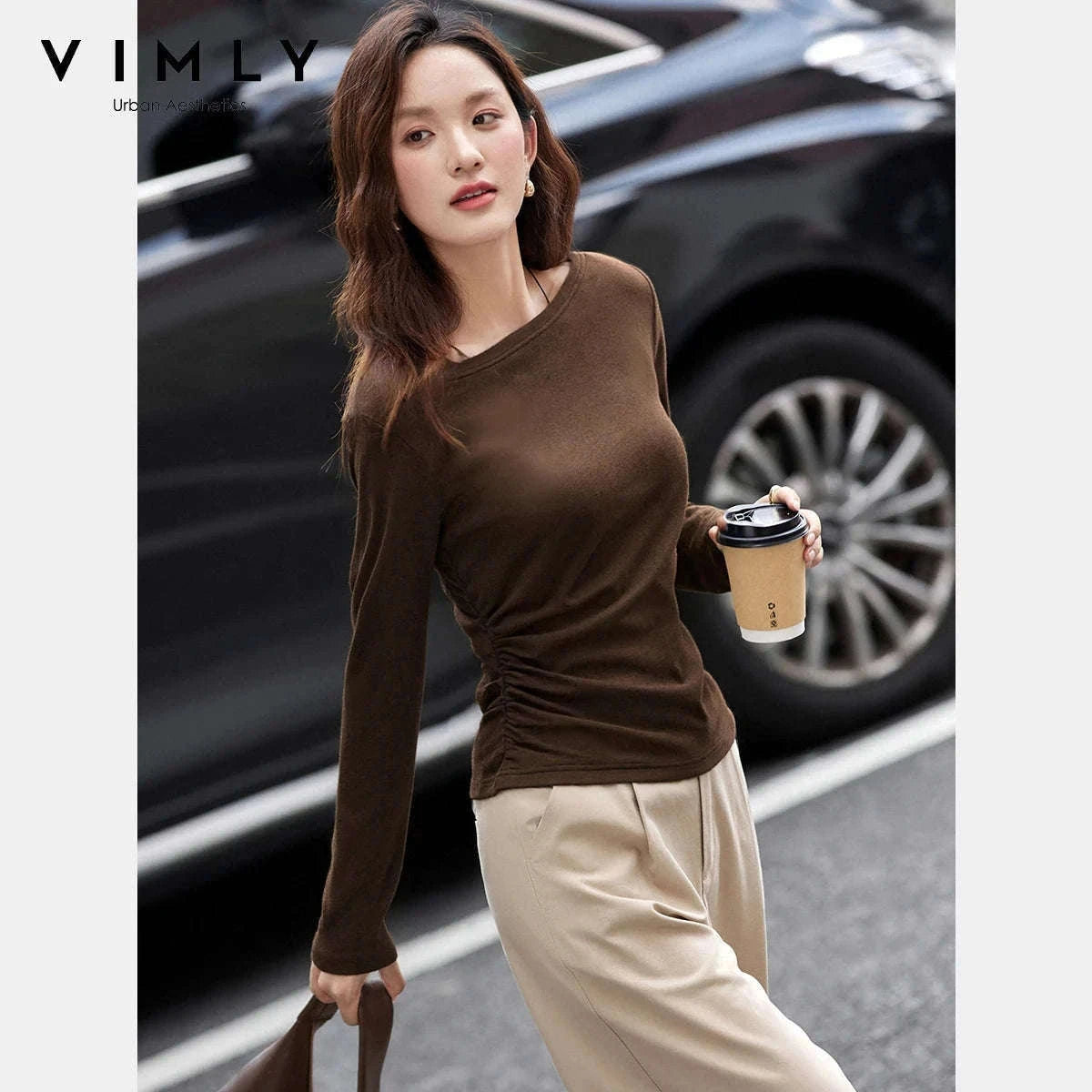Women’s Slim Fit Slash Neck Long Sleeve Stretch Knit Top-Gray Striped tee / S