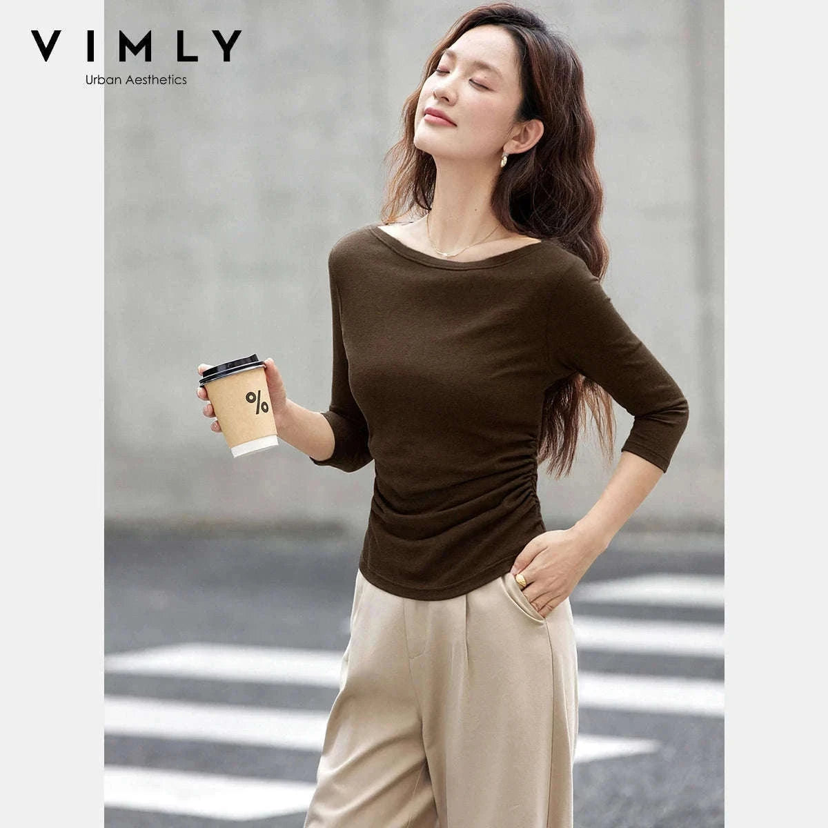 Women’s Slim Fit Slash Neck Long Sleeve Stretch Knit Top-Gray Striped tee / S