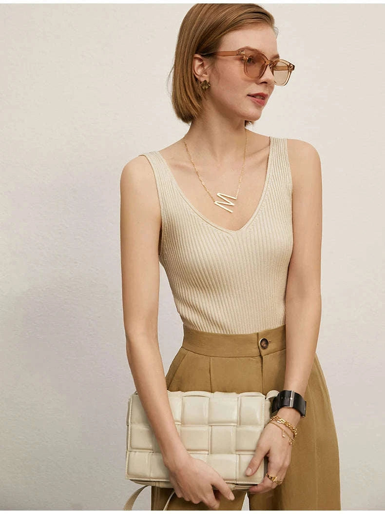 Women’s Slim Fit V-Neck Camisole Top for Office and Summer Wear-green / M