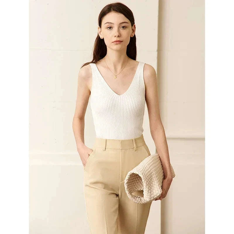 Women’s Slim Fit V-Neck Camisole Top for Office and Summer Wear-green / M