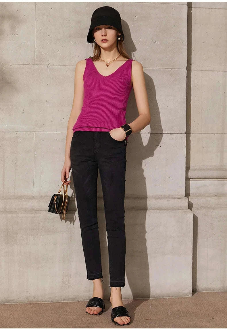 Women’s Slim Fit V-Neck Camisole Top for Office and Summer Wear-green / M