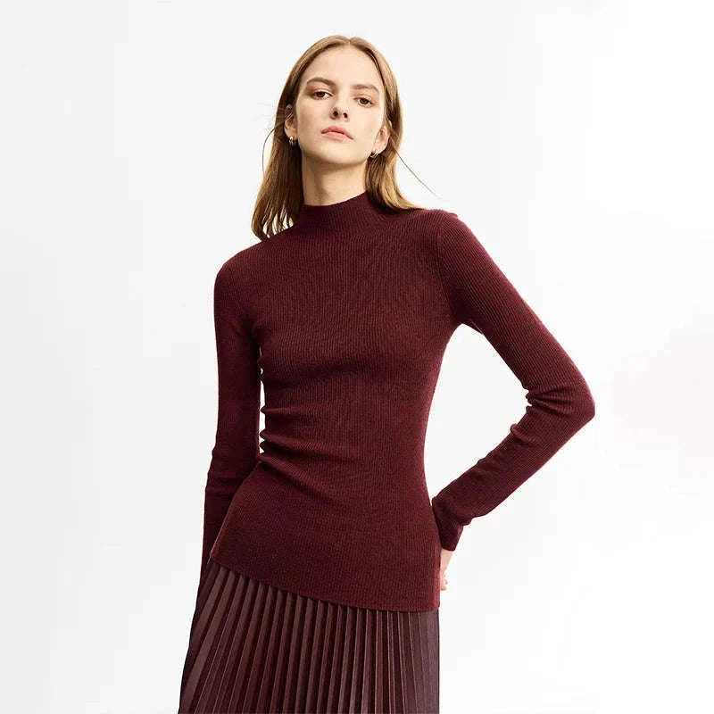 Women’s Slim Fit Wool Turtleneck Sweater – Soft Stretch Winter Pullover-coffee12323075 / M