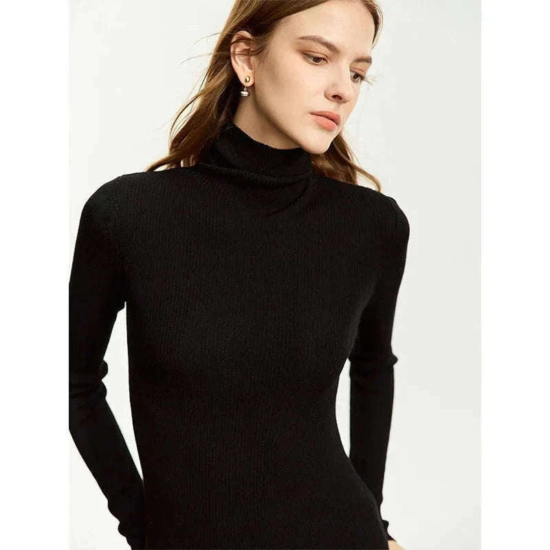 Women’s Slim Fit Wool Turtleneck Sweater – Soft Stretch Winter Pullover-coffee12323075 / M