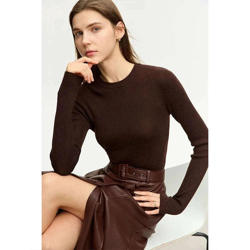 Women’s Slim Fit Wool Turtleneck Sweater – Soft Stretch Winter Pullover-coffee12323075 / M