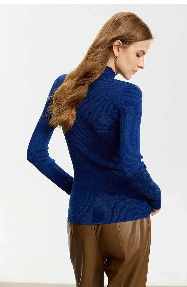 Women’s Slim Fit Wool Turtleneck Sweater – Soft Stretch Winter Pullover-coffee12323075 / M