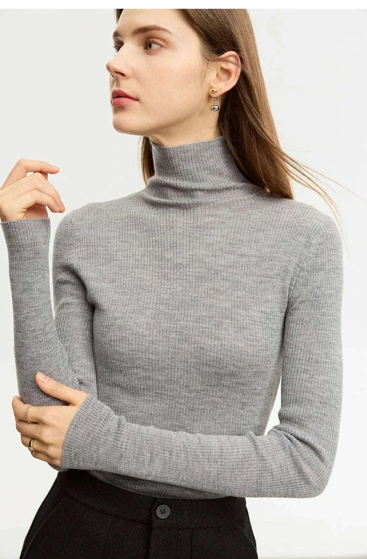 Women’s Slim Fit Wool Turtleneck Sweater – Soft Stretch Winter Pullover-coffee12323075 / M