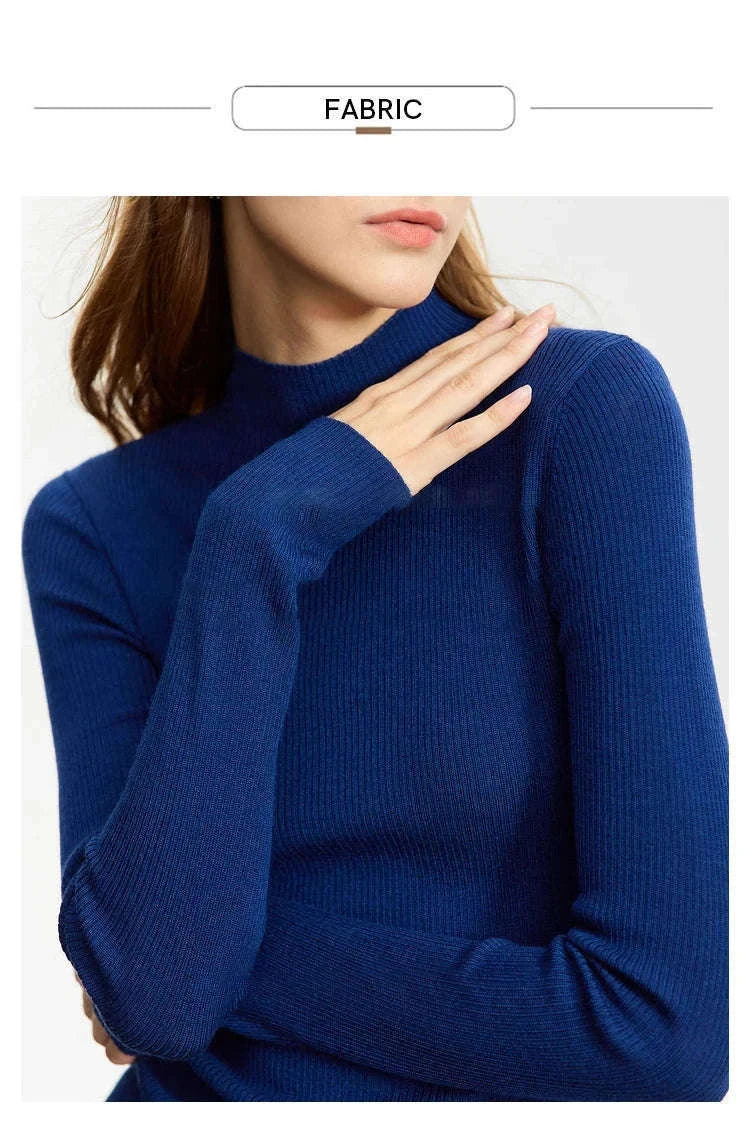 Women’s Slim Fit Wool Turtleneck Sweater – Soft Stretch Winter Pullover-coffee12323075 / M