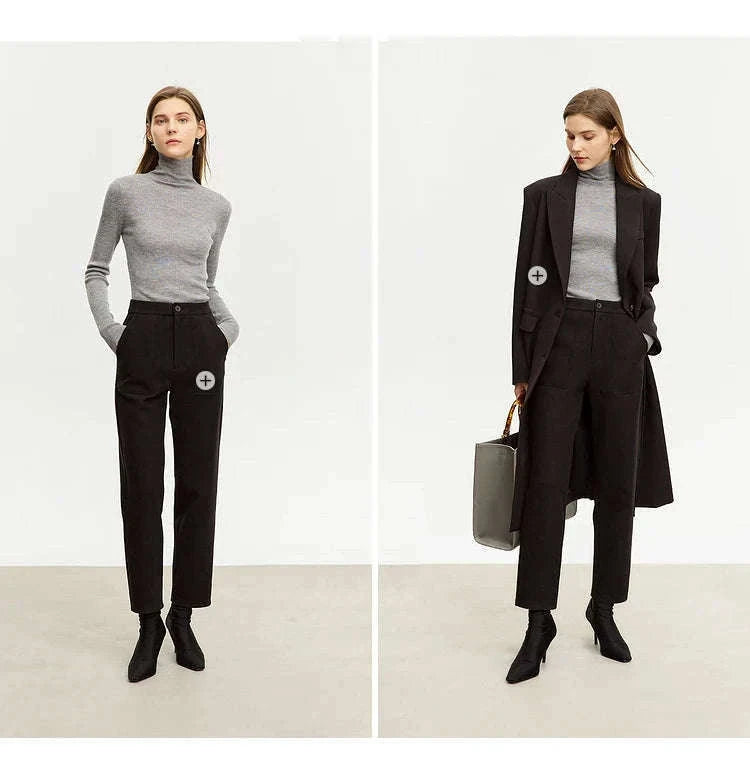 Women’s Slim Fit Wool Turtleneck Sweater – Soft Stretch Winter Pullover-coffee12323075 / M