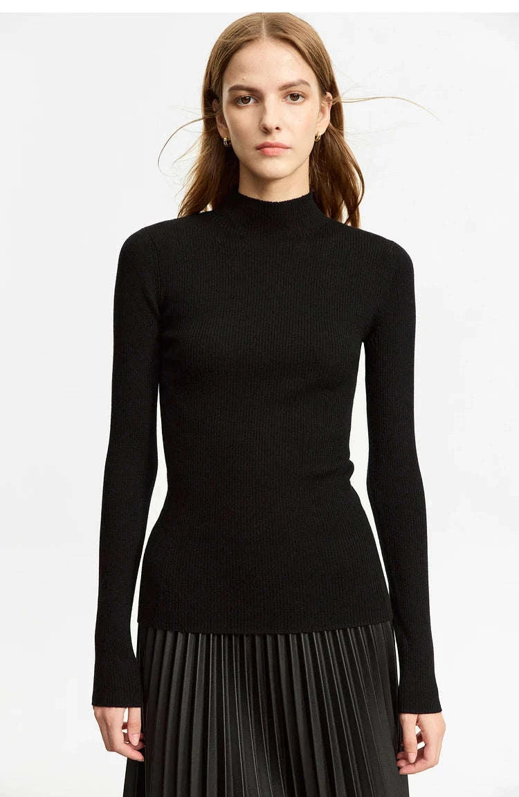 Women’s Slim Fit Wool Turtleneck Sweater – Soft Stretch Winter Pullover-coffee12323075 / S