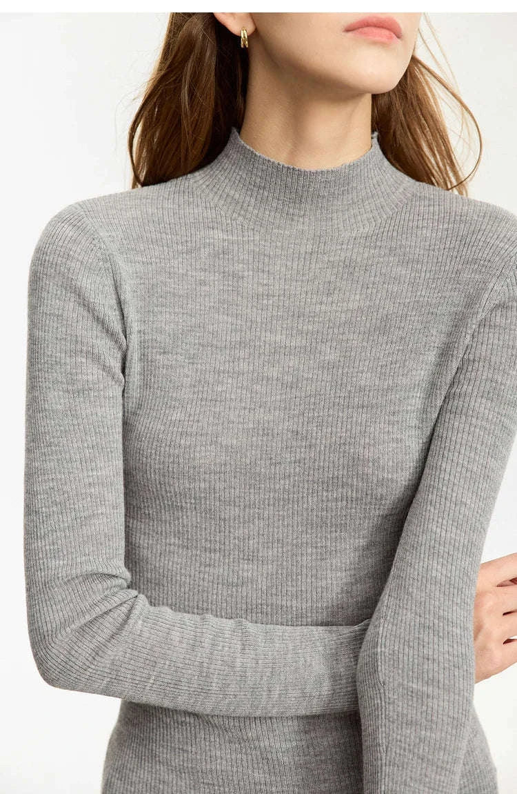 Women’s Slim Fit Wool Turtleneck Sweater – Soft Stretch Winter Pullover-coffee12323075 / S