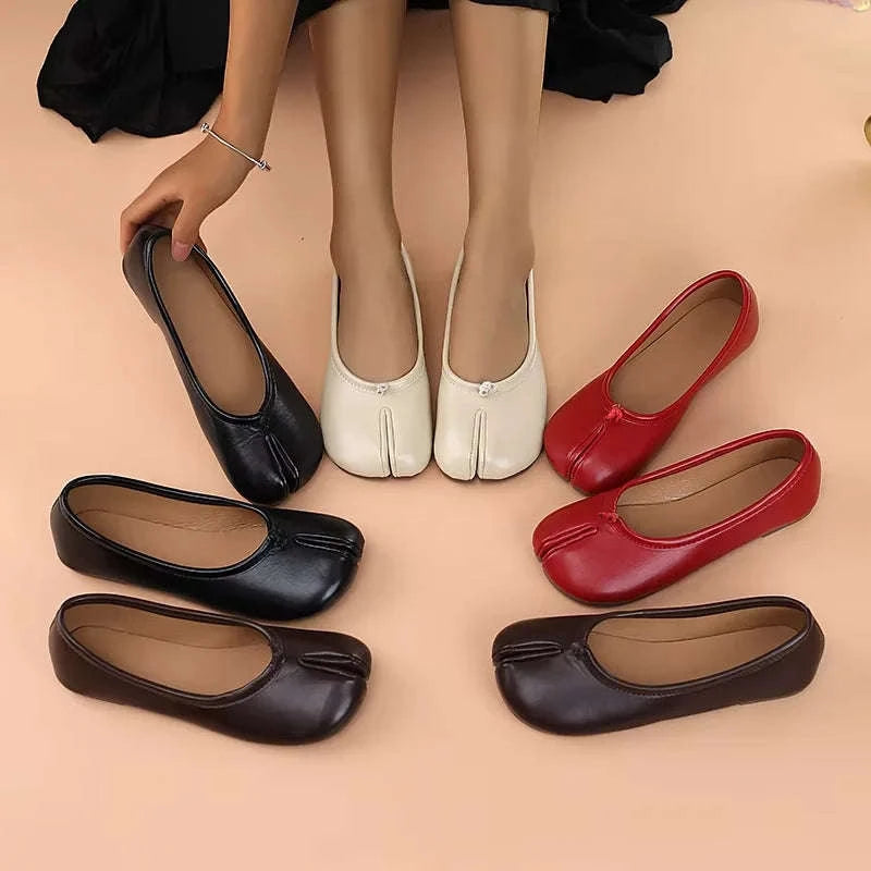 Women's Split-Toe Tabi Ballet Flats-Apricot / 42