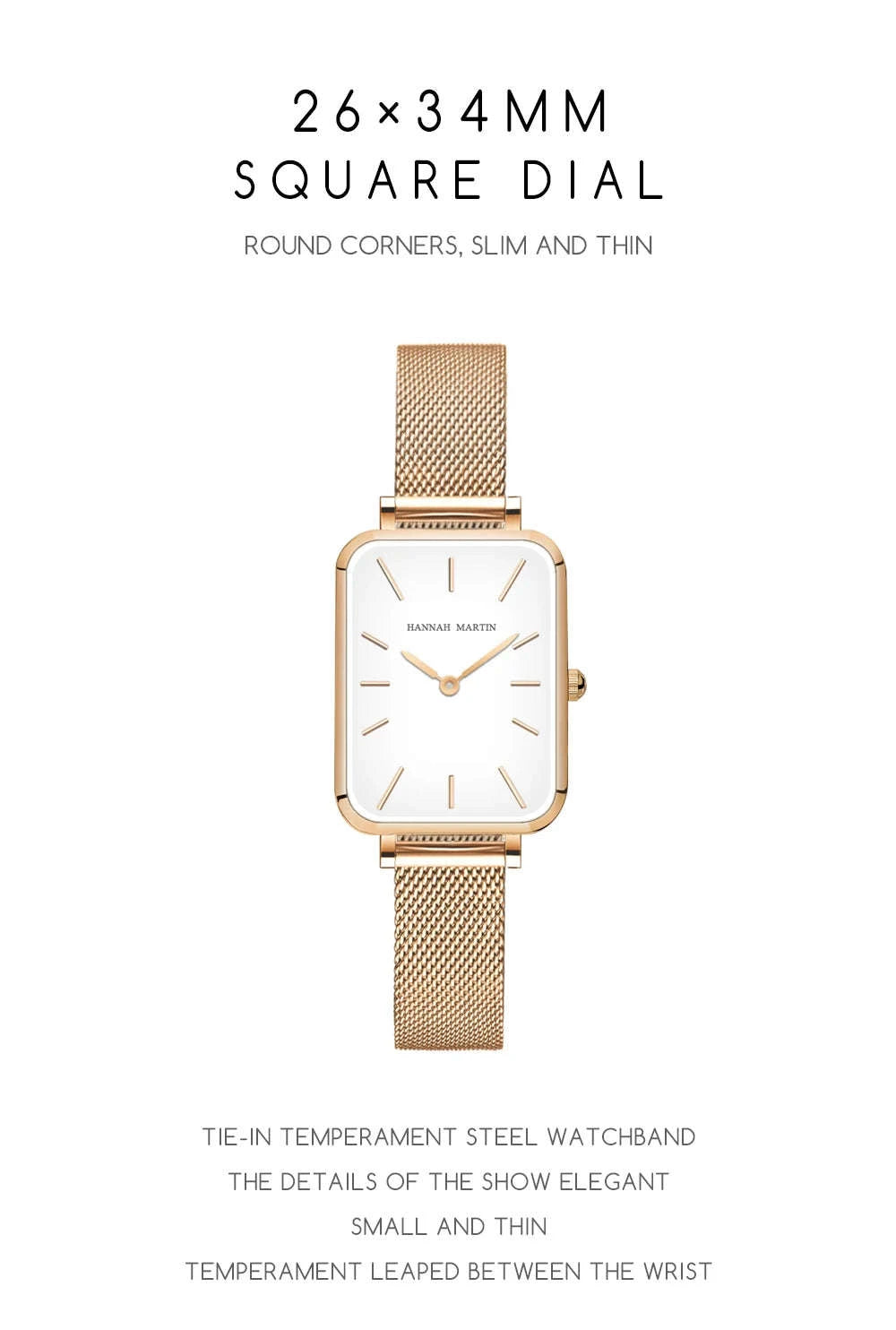Women's Square Mesh Strap Watch in Rose Gold-1241H-WFF-TZ / United States