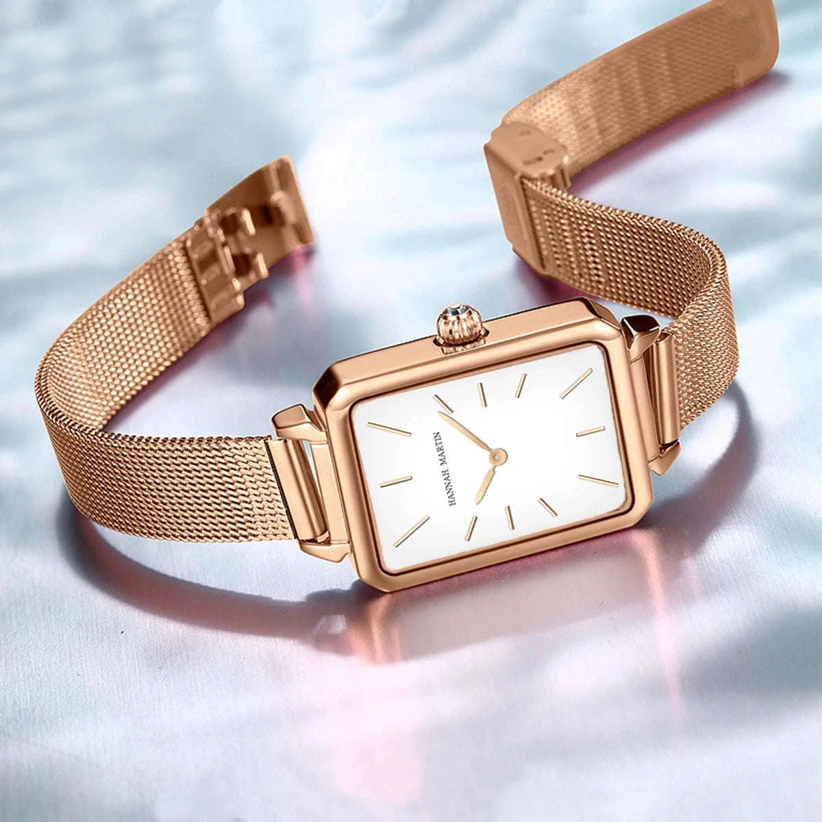 Women's Square Mesh Strap Watch in Rose Gold-1241H-WFF-TZ / United States
