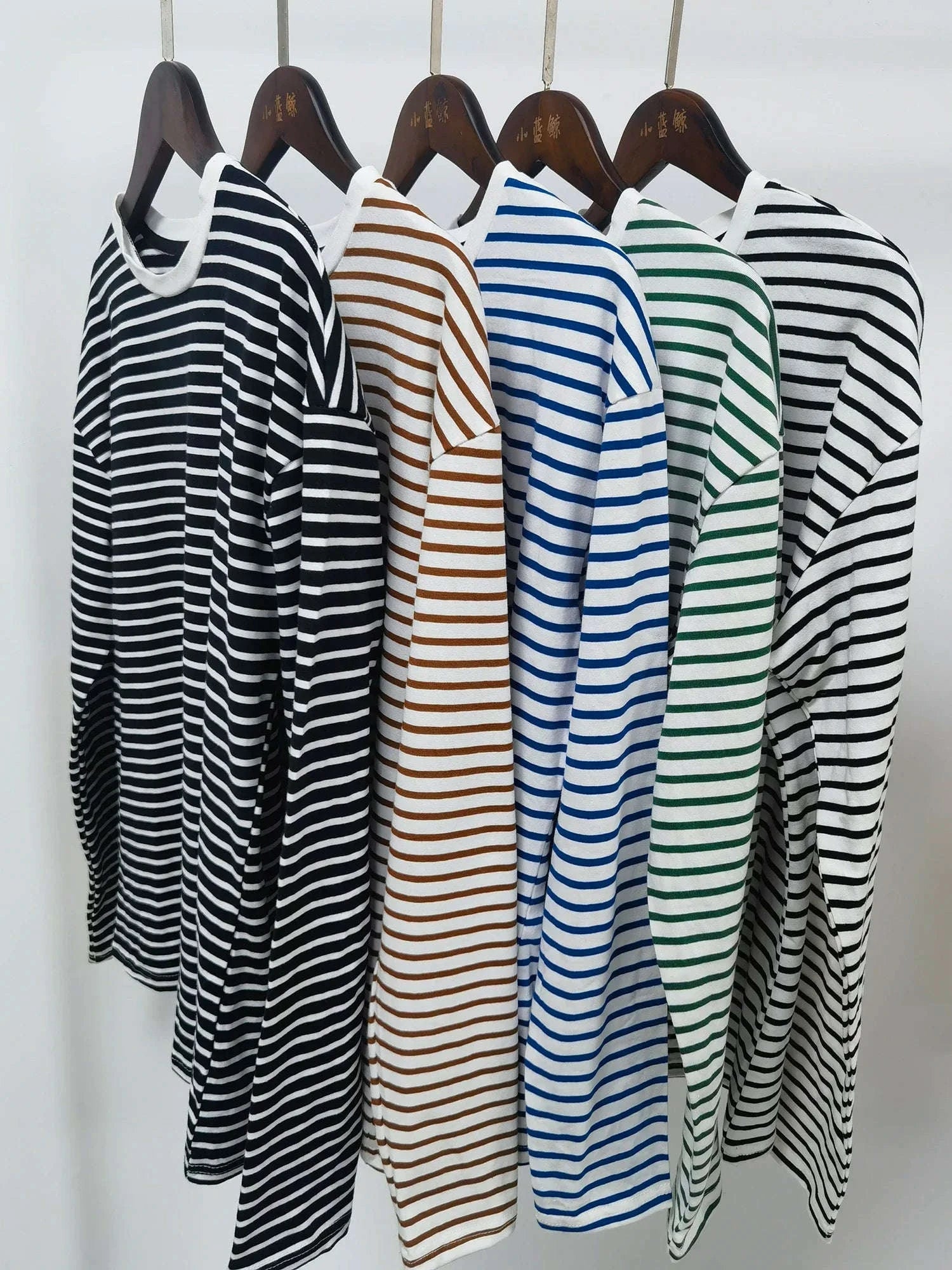 Women’s Striped Long Sleeve Cotton T-Shirt Loose Casual Fit-black / L