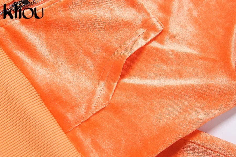 Women’s Velour Zip Top & Wide Leg Pants Two-Piece Set-Pink / M