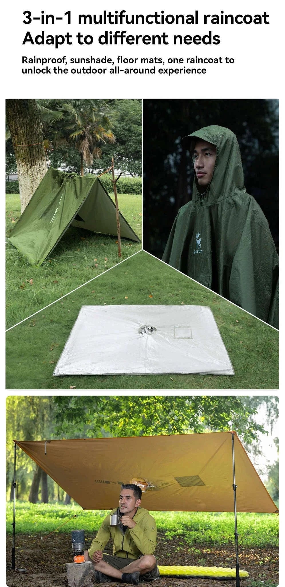 Women’s Waterproof Raincoat 3-in-1 Long Lightweight Hiking Jacket-600044-Basic