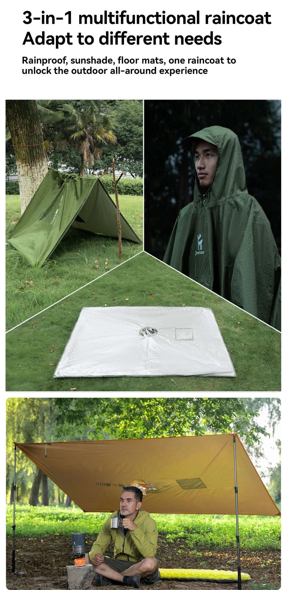 Women’s Waterproof Raincoat 3-in-1 Long Lightweight Hiking Jacket-600044-Basic