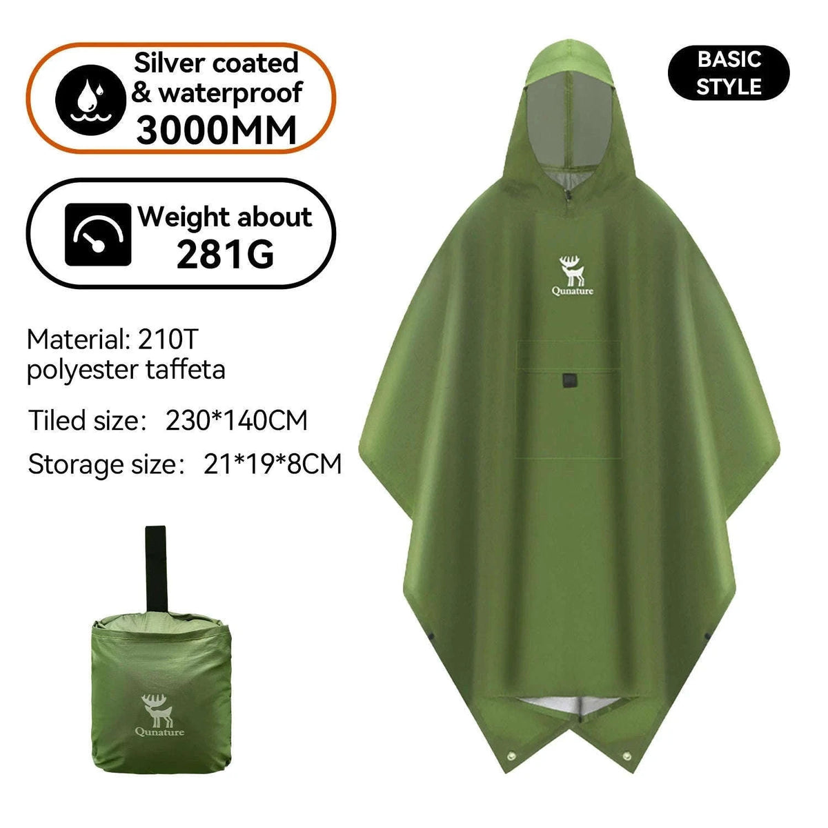 Women’s Waterproof Raincoat 3-in-1 Long Lightweight Hiking Jacket-600044-Basic
