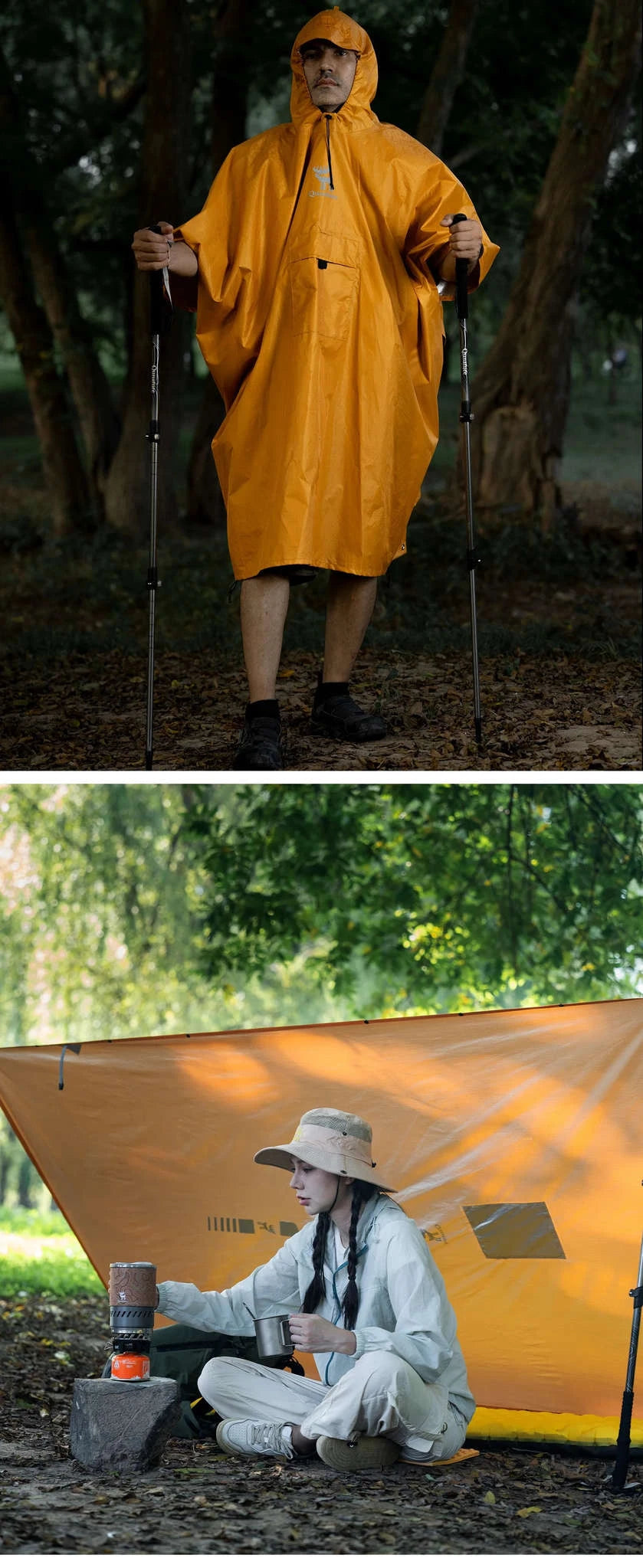 Women’s Waterproof Raincoat 3-in-1 Long Lightweight Hiking Jacket-600044-Basic